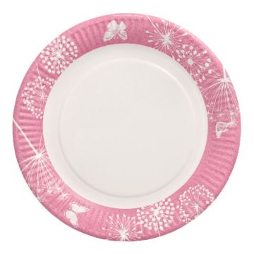 Assiettes, carton rond Ø 23 cm fuchsia "Meadow"