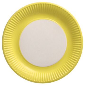 Assiettes, carton "Biobased Party" rond Ø 23 cm jaune