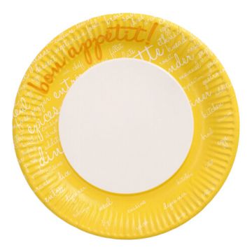 Assiettes, carton rond Ø 23 cm jaune "Table Pleasures"