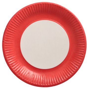 Assiettes, carton rond Ø 23 cm rouge