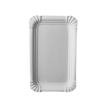 Assiettes, carton "pure" rectangulaire 10 cm x 16 cm blanc