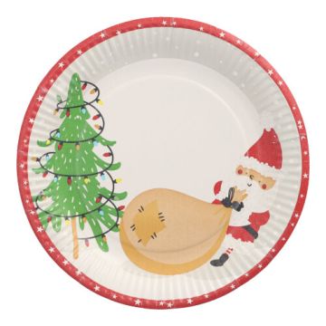 Assiettes, carton rond Ø 23 cm "Lutins de Noel"