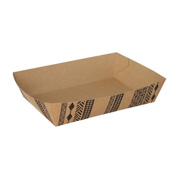 Barquettes snack, carton 13 cm x 18 cm marron "Maori" très grande taille