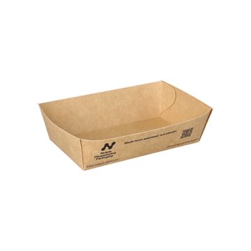 Barquettes snack, carton "NOTPLA" 3,5 cm x 7 cm x 12 cm marron