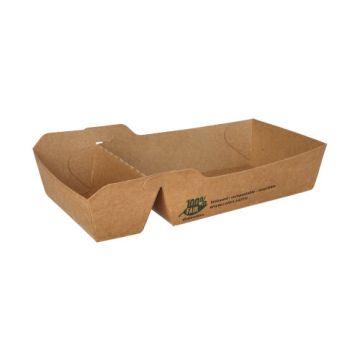 Barquette frites en carton "pure" 2 compartiments 10 cm x 19 cm "100% Fair"grand