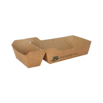 Barquette frites en carton "pure" 2 compartiments 9 cm x 18 cm "100% Fair" moyen