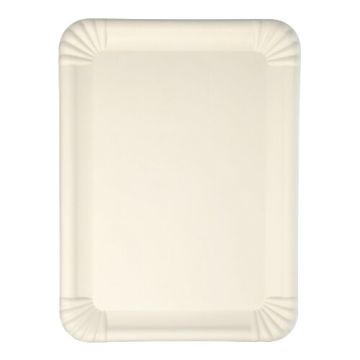 Plateaux de service, en canne à sucre "pure" rectangulaire 26 cm x 35 cm blanc