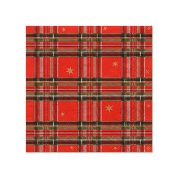 Serviettes, 3 plis pliage 1/4 25 cm x 25 cm "Tartan"