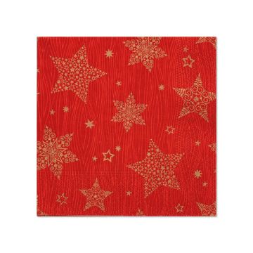 Serviettes, 3 plis pliage 1/4 25 cm x 25 cm rouge "Christmas Shine"