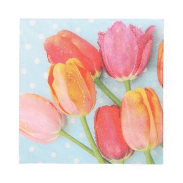 Serviettes, 3 plis pliage 1/4 33 cm x 33 cm "Bella Tulipa"