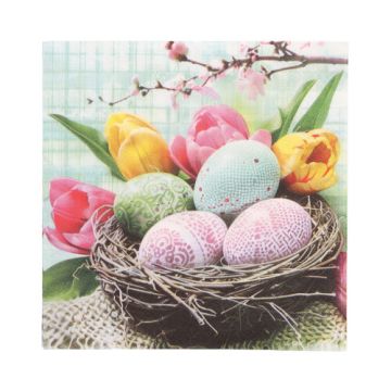 Serviettes, 3 plis pliage 1/4 33 cm x 33 cm "Easter Basket"