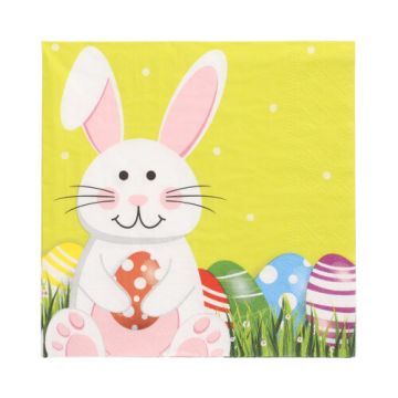 Serviettes, 3 plis pliage 1/4 33 cm x 33 cm "Easter Bunny"