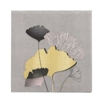 Serviettes, 3 plis pliage 1/4 33 cm x 33 cm "Golden Ginko"