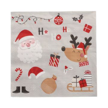 Serviettes, 3 plis pliage 1/4 33 cm x 33 cm "Vive Noel"