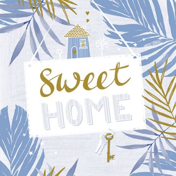 Serviettes, 3 plis pliage 1/4 33 cm x 33 cm bleu "Sweet Home"