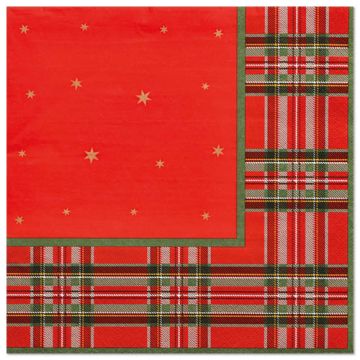 Serviettes, 3 plis pliage 1/4 40 cm x 40 cm "Tartan"