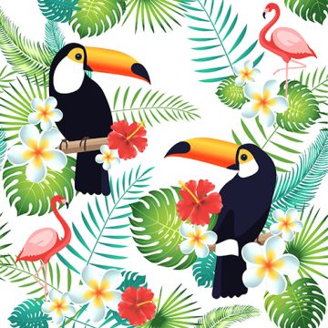 Serviettes, 3 plis pliage 1/4 40 cm x 40 cm "Toucan"