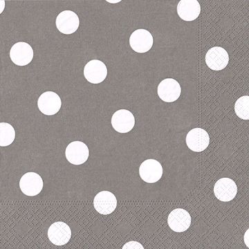 Serviettes, 3 couches pliage 1/4 40 cm x 40 cm gris "Dots"