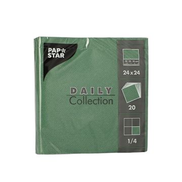 Serviettes "DAILY Collection" pliage 1/4 24 cm x 24 cm vert foncé