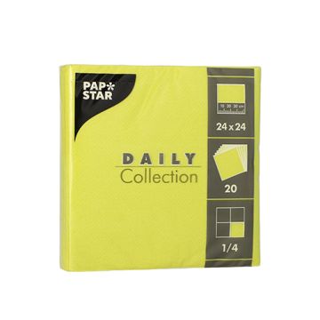 Serviettes "DAILY Collection" pliage 1/4 24 cm x 24 cm vert anis