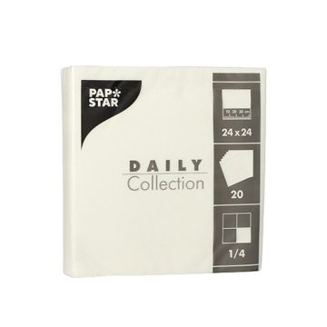 Serviettes "DAILY Collection" pliage 1/4 24 cm x 24 cm blanc