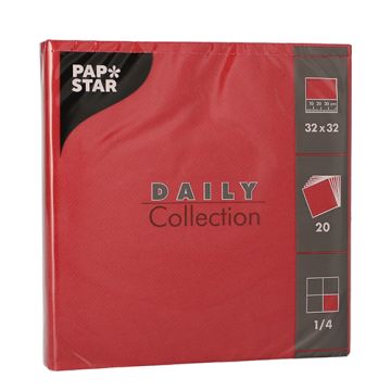 Serviettes "DAILY Collection" pliage 1/4 32 cm x 32 cm bordeaux