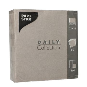 Serviettes "DAILY Collection" pliage 1/4 32 cm x 32 cm gris