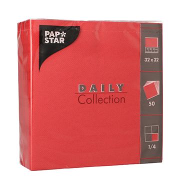 Serviettes "DAILY Collection" pliage 1/4 32 cm x 32 cm rouge