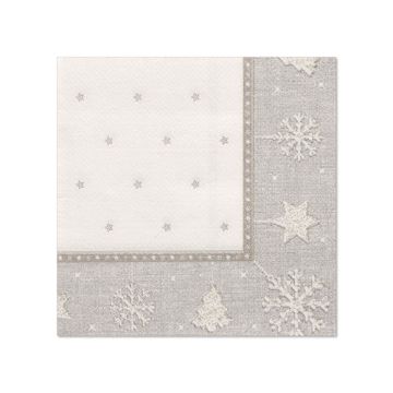 Serviettes "ROYAL Collection" pliage 1/4 25 cm x 25 cm argent "X-Mas"