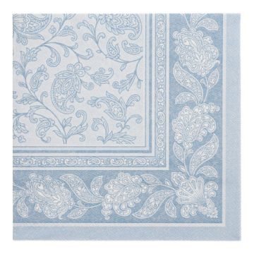 Serviettes "ROYAL Collection" pliage 1/4 40 cm x 40 cm bleu artique "Ornaments"