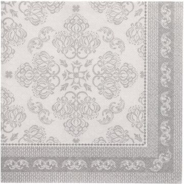 Serviettes "ROYAL Collection" pliage 1/4 40 cm x 40 cm gris "Arabesque"