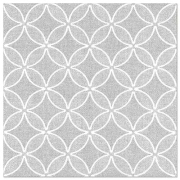 Serviettes "ROYAL Collection" pliage 1/4  40 cm x 40 cm gris "Circle Flowers"