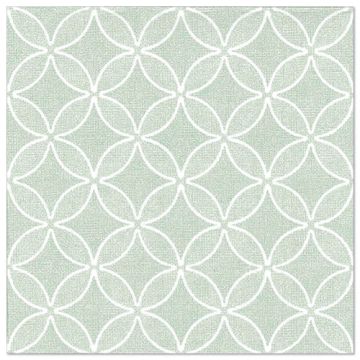 Serviettes "ROYAL Collection" pliage 1/4  40 cm x 40 cm vert jade "Circle Flowers"