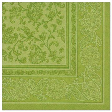 Serviettes "ROYAL Collection" pliage 1/4 40 cm x 40 cm vert olive "Ornaments"