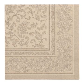 Serviettes "ROYAL Collection" pliage 1/4 40 cm x 40 cm sable "Ornaments"