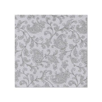 Serviettes "ROYAL Collection" pliage 1/4 25 cm x 25 cm gris "Ornaments"