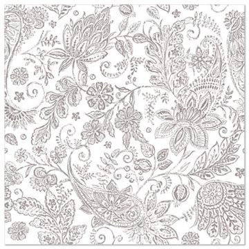 Serviettes "ROYAL Collection" pliage 1/4 40 cm x 40 cm gris "Paisley"