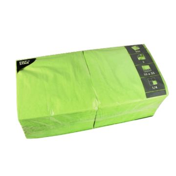 Serviettes, 3 couches pliage 1/4 33 cm x 33 cm vert anis