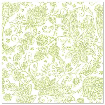 Serviettes "ROYAL Collection" pliage 1/4 40 cm x 40 cm vert anis "Paisley"