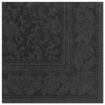 Serviettes "ROYAL Collection" pliage 1/4 40 cm x 40 cm noir "Ornaments"