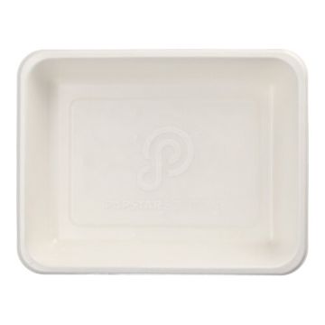 Plateaux à thermosceller en canne à sucre, revêtement PLA, sans compartiments 1300 ml 4,9 cm x 22,7 cm x 17,8 cm