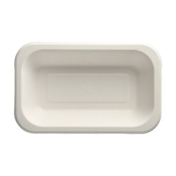 Plateaux à thermosceller en canne à sucre 750 ml 4,2 cm x 15 cm x 24 cm blanc