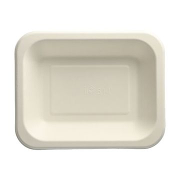 Plateaux à thermosceller en canne à sucre 900 ml 4,2 cm x 18,5 cm x 23,5 cm blanc