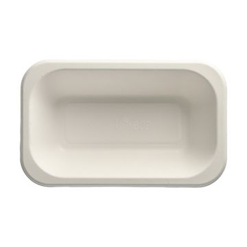 Plateaux à thermosceller en canne à sucre 950 ml 5,6 cm x 15 cm x 24 cm blanc