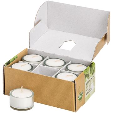 Starter Set 12 Bougies chauffe-plat & 6 bougeoirs en verre  Ø 44 mm · H 30 mm blanc