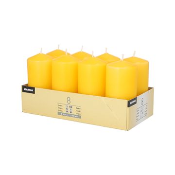 Bougies cylindriques Ø 50 mm · 100 mm or jaune