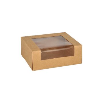 Plats Sushi en carton rectangulaire 4,5 cm x 12 cm x 10 cm marron