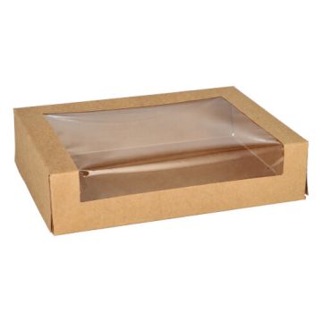 Plats Sushi en carton rectangulaire 4,5 cm x 19,5 cm x 14 cm marron