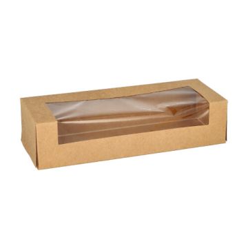 Plats Sushi en carton rectangulaire 4,5 cm x 19,5 cm x 7 cm marron