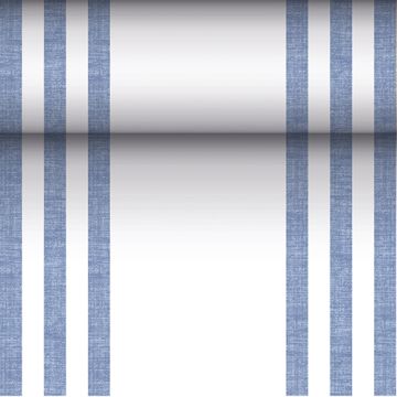 Chemin de table, aspect tissu, PV-tissu "ROYAL Collection" 24 m x 40 cm bleu "Lines"